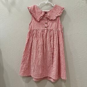 Next Pink Seersucker Stripe Collared Dress